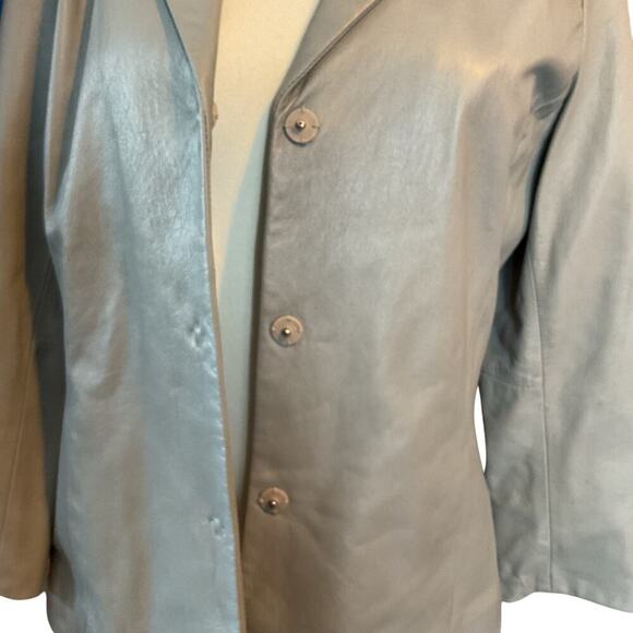 Kenneth Cole Women’s Gray Leather Blazer. Size Small. - Picture 4 of 9
